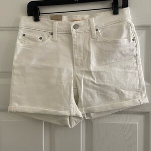 Levi’s White Denim Mid Length Shorts